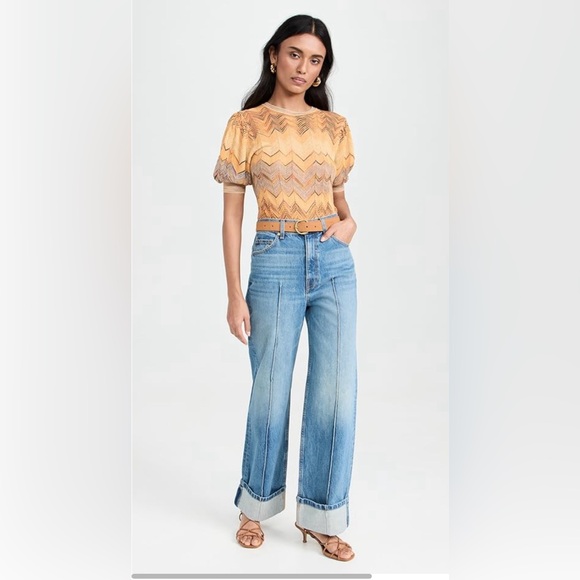 NWT ULLA JOHNSON PRISCILLA CHEVRON STRIPED KNIT SWEATER TOP SZ S - Picture 3 of 13